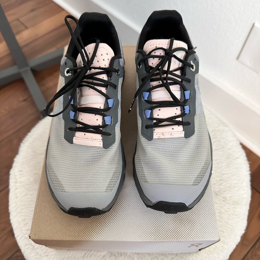 On Running Women's Gray Black Pink Trail Sneakers - Picture 2 of 10